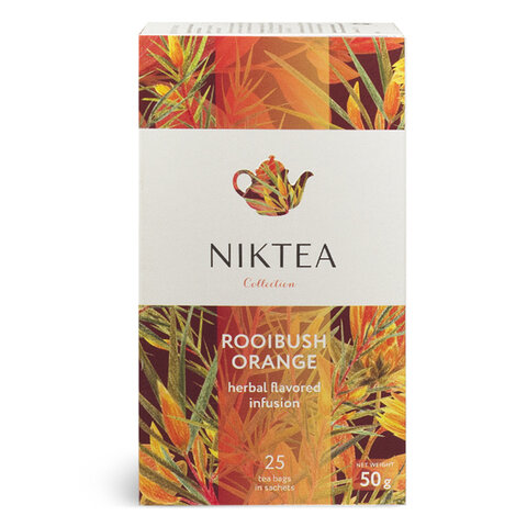 Чай NIKTEA "Ройбуш Оранж" травяной со вкусом апельсина, 25 пакетиков в конвертах по 2 г, TALTHA-DP0058 - фото 1