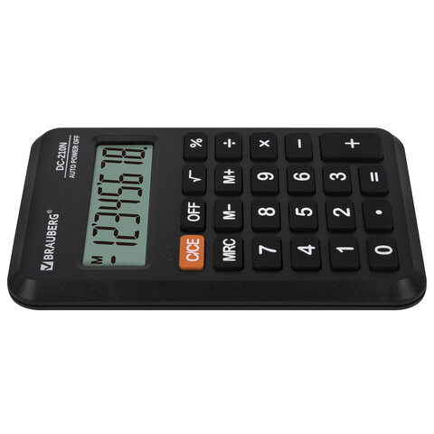 Калькулятор карманный BRAUBERG DC-210N (63х98 мм), 8 разрядов, черный, 272953 - фото 5