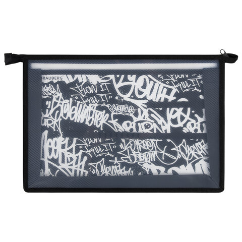 Папка для труда BRAUBERG А4, 2 отделения, пластик, молния сверху, органайзер, "Graffiti", 272215 - фото 2