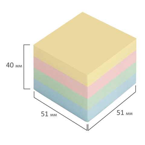 Блок самоклеящийся (стикеры), BRAUBERG, ПАСТЕЛЬНЫЙ, 51х51 мм, 400 листов, 4 цвета, 122858 - фото 5