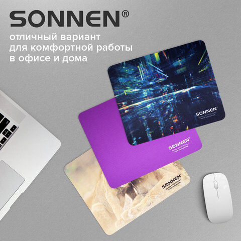 Коврик для мыши SONNEN "PURPLE", резина + ткань, 220х180х3 мм, 513307 - фото 11