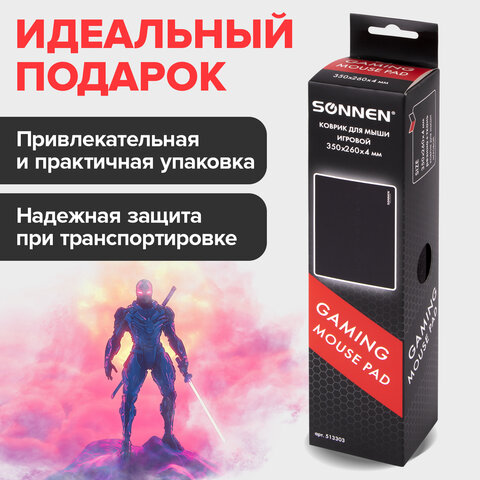 Коврик для мыши игровой SONNEN "ASSAULT", резина + ткань, 350х260х4 мм, 513303 - фото 10