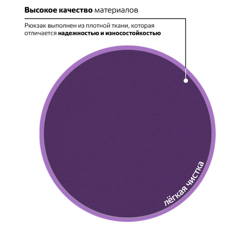 Рюкзак BRAUBERG СИТИ-ФОРМАТ один тон, универсальный, фиолетовый, 41х32х14 см, 225376 - фото 16