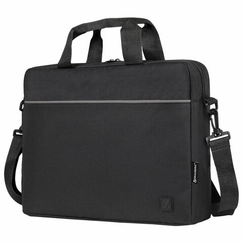 Сумка портфель BRAUBERG PRACTICAL с отделением для ноутбука 15,6", Grey line, черная, 29х40х7 см, 272604 - фото 1