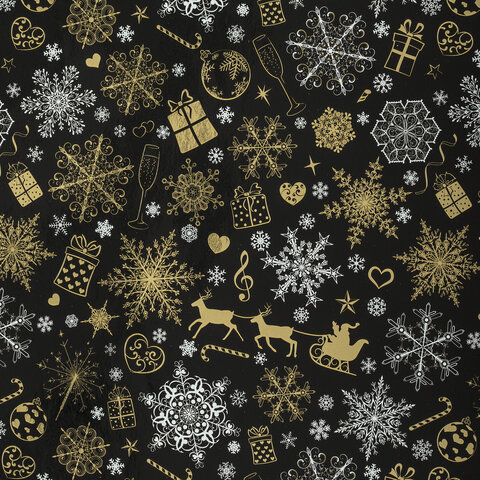 Бумага упаковочная новогодняя НАБОР 3 шт. "Black&Gold", С ЭФФЕКТАМИ, 70х100 см, ЗОЛОТАЯ СКАЗКА, 592190 - фото 7