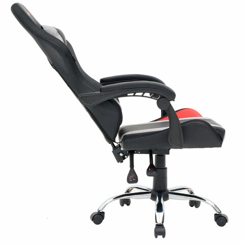 Кресло компьютерное CROMEX (КРОМЕКС) "Quantum GM-155 RGB", подсветка, две подушки, экокожа, черное/красное/серое, 532955 - фото 9