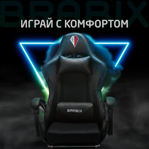 Кресло компьютерное BRABIX "Dexter GM-135", подножка, две подушки, экокожа, черное, 532800 - фото 26