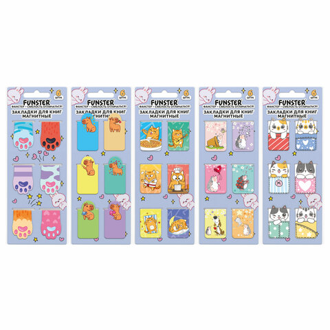 Закладки для книг МАГНИТНЫЕ, "ЯРКИЙ МИКС", комплект 30 штук, 35x25 мм, FUNSTER (ФАНСТЕР), 116657 - фото 1