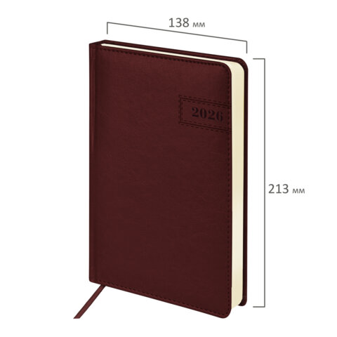 Ежедневник датированный 2026 А5 138x213 мм, BRAUBERG "Imperial", под кожу, коричневый, 117061 - фото 2