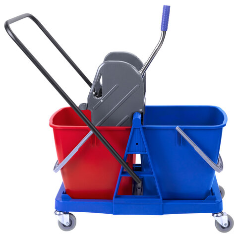 Тележка уборочная BRABIX, 2 съемных ведра 23 л, механический отжим, пластиковый каркас, 606659 - фото 6