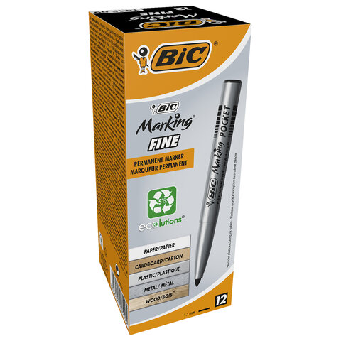 Маркер перманентный BIC "Marking Fine ECOlutions", ЧЕРНЫЙ, круглый наконечник 1,1 мм, 8209022 - фото 7
