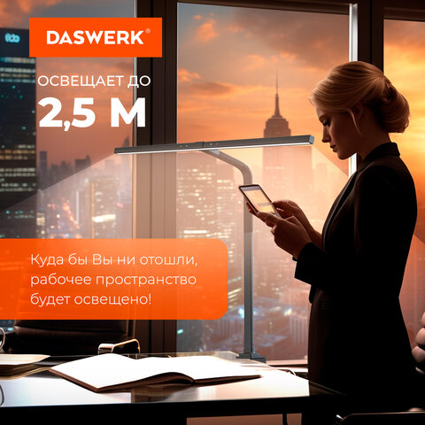 Бестеневая лампа / светильник на струбцине, LED, 16 Вт, черный, высота 75 см, DASWERK, 238331 - фото 4