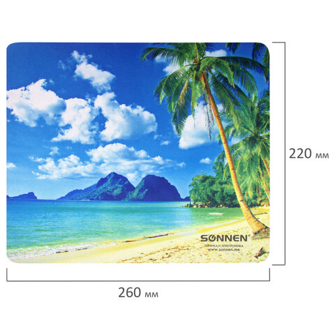 Коврик для мыши SONNEN "BEACH", резина + ткань, 260х220х3 мм, 513294 - фото 6