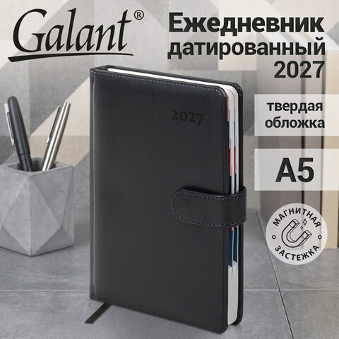 Ежедневник датированный 2027, А5, 148х218 мм, GALANT "Ritter", под кожу, черный, 118079 - фото 15