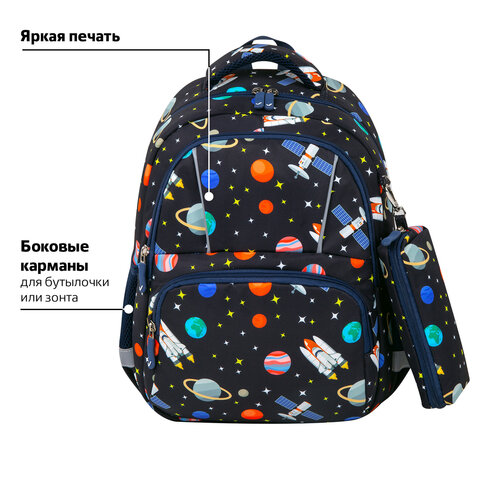 Рюкзак BRAUBERG KIDS SET, с пеналом в комплекте, 2 отделения, "Space infinity", 37x28x16 см, 272099 - фото 10