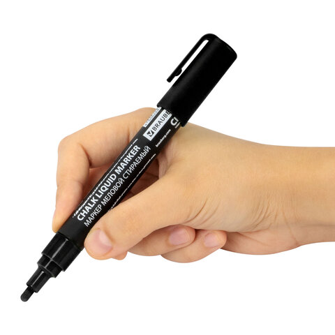 Маркер меловой CHALK LIQUID MARKER, ЧЕРНЫЙ, 3 мм, стираемый, BRAUBERG "CHALK", 152600 - фото 10