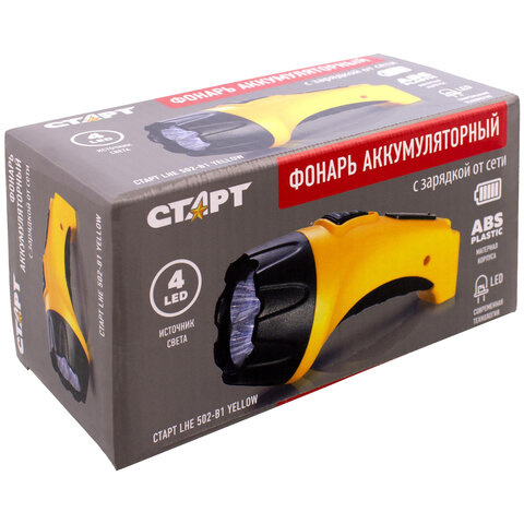 Фонарь аккумуляторный СТАРТ 4хLED, выдвижная вилка, заряд от сети, LHE 502-B1, 11999 - фото 8