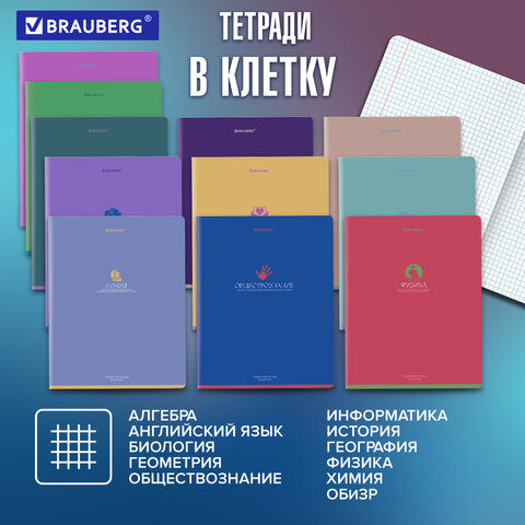 Тетради предметные, КОМПЛЕКТ 13 ПРЕДМЕТОВ, 48 л., матовая ламинация, BRAUBERG "MONOCOLOR", 405175 - фото 20