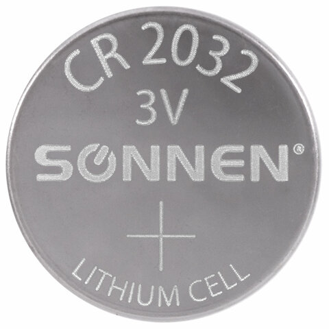 Батарейки литиевые SONNEN Lithium CR2032 "таблетки, дисковые, кнопочные" КОМПЛЕКТ 5 шт., блистер, 455504 - фото 2