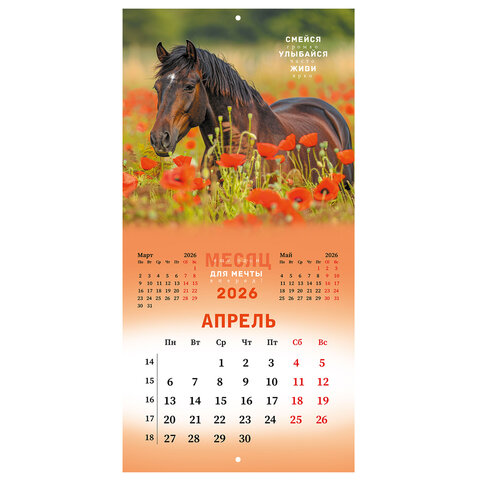 Календарь настенный перекидной 2026 г., BRAUBERG, 12 листов, 28,5х28,5 см, "Благородные лошади", 116932 - фото 7
