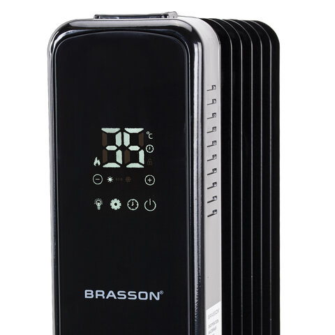 Обогреватель масляный BRASSON (БРАССОН) BOR-7 TOUCH, 7 секций, 1500 Вт, 3 режима, сенсор, пульт ДУ, черный, 457777 - фото 7