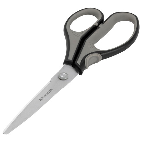 Ножницы BRAUBERG "EXTRA", 210 мм, серо-черные, 2-х сторонняя заточка, эргономичные ручки, 237296 - фото 3