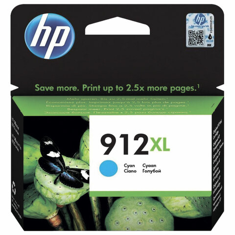 Картридж струйный HP (3YL81A) для HP OfficeJet Pro 8023, №912XL голубой, ресурс 825 страниц, оригинальный - фото 1