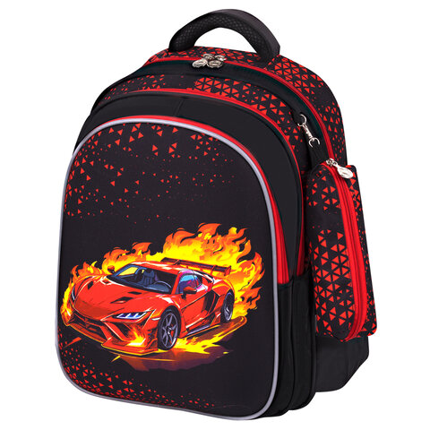 Рюкзак BRAUBERG KIDS MIND с пеналом в комплекте, 2 отделения, "Fiery Road", 40х28х18 см, 273177 - фото 1