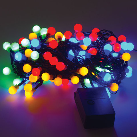 Электрогирлянда-нить комнатная "Шарики" 10 м, 100 LED, мультицветная 220 V, контроллер, ЗОЛОТАЯ СКАЗКА, 591102 - фото 2