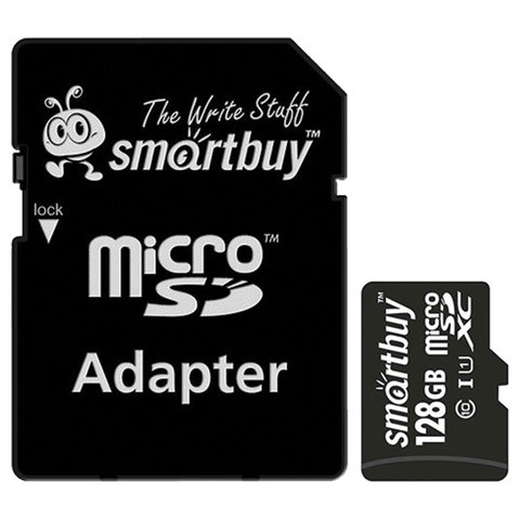 Карта памяти SmartBuy microSDXC 128Gb UHS-I Cl10 +ад, SB128GBSDCL10-01 - фото 1