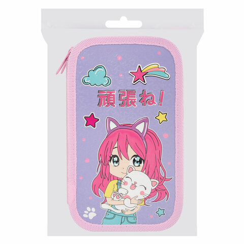 Пенал ЮНЛАНДИЯ, 2 отделения, ламинированный картон, конгрев, 19х11 см, "Anime hugs", 272293 - фото 7