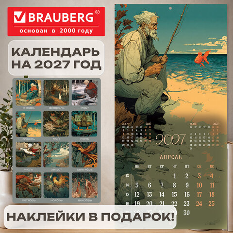 Календарь настенный перекидной 2027 г., BRAUBERG, 12 листов, 28,5х57 см, "Русские сказки", 118419 - фото 19