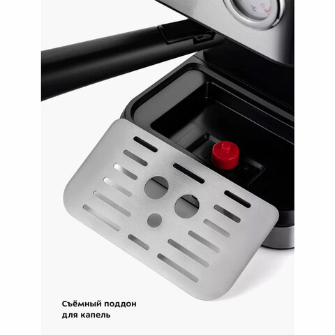 Кофеварка рожковая KITFORT КТ-7293, 1050 Вт, объем 1,5 л, 15 бар, ручной капучинатор, серебристая - фото 8