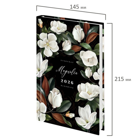 Ежедневник датированный 2026 145х215 мм, А5, STAFF, ламинированная обложка, "Магнолия", 117326 - фото 2