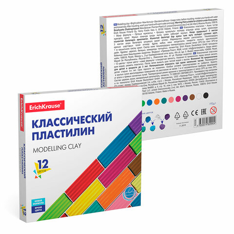 Пластилин классический ERICH KRAUSE, 12 цветов, 192 г, 50558 - фото 3
