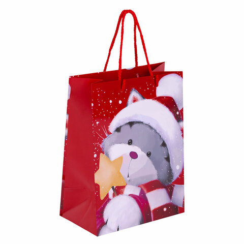 Пакет подарочный НАБОР 4 штуки, новогодний, 18х10х23 см, "Christmas Animals", ЗОЛОТАЯ СКАЗКА, 591956 - фото 5