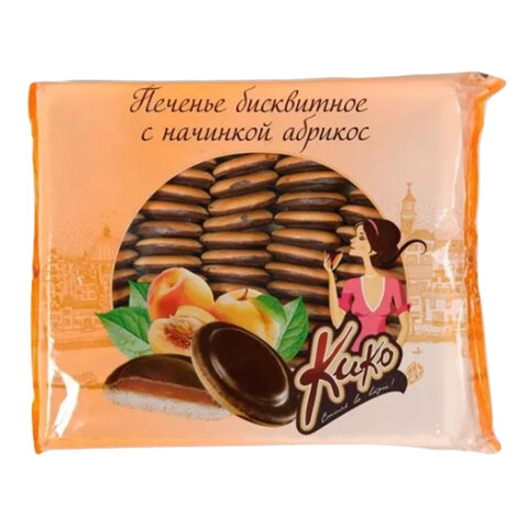 Печенье бисквитное глазированное КИКО со вкусом абрикоса 1,2 кг - фото 1