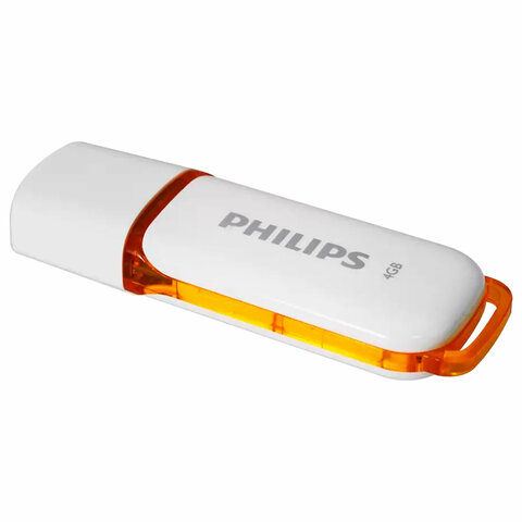 Флеш-диск 4 GB PHILIPS SNOW, разъем USB 2.0, оранжевый, FM04FD70B/97 - фото 1