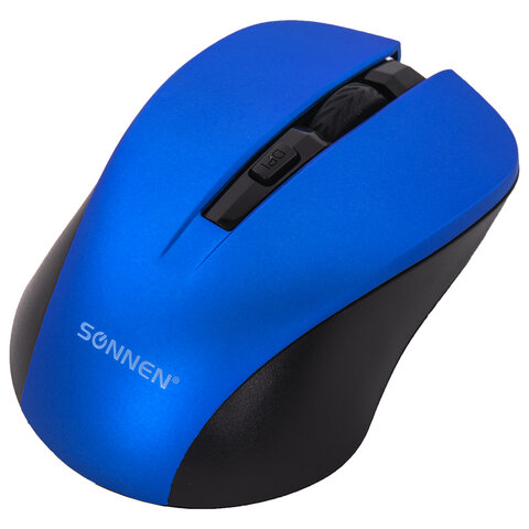 Мышь беспроводная с бесшумным кликом SONNEN V18, USB, 800/1200/1600 dpi, 4 кнопки, синяя, 513515 - фото 2