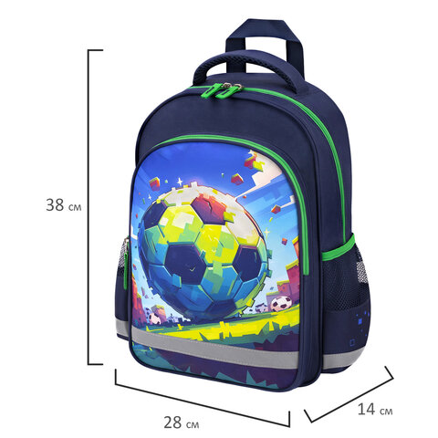Рюкзак ПИФАГОР SCHOOL, 1 отделение, 3 кармана, "Football match", 38x28х14 см, 273171 - фото 9