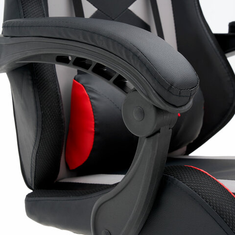 Кресло компьютерное CROMEX (КРОМЕКС) "Quantum GM-155 RGB", подсветка, две подушки, экокожа, черное/красное/серое, 532955 - фото 13