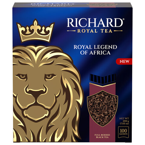 Чай RICHARD "Royal legend of Africa" черный, 100 пакетиков в конвертах по 2 г, 102735 - фото 1