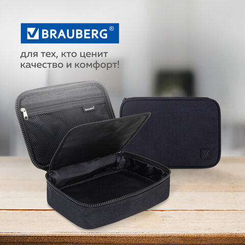 Пенал-органайзер BRAUBERG БОЛЬШОЙ, 1 отделение,1 откидная планка, ткань, 21x15x6 см, Black, 272348 - фото 13