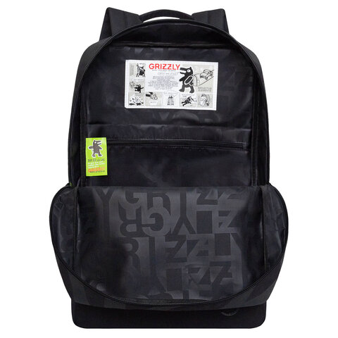 Рюкзак GRIZZLY, карман-антивор, "TOTAL BLACK", 42х28х12 см, RQL-513-2/3 - фото 5