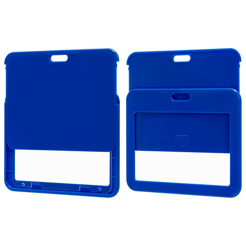 Бейдж горизонтальный (54х85 мм), лента 45 см с карабином, СЛАЙДЕР, синий, BRAUBERG EXTRA, 238833 - фото 6