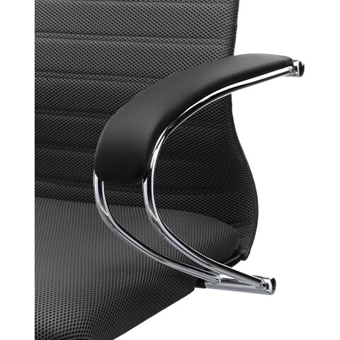 Кресло офисное МЕТТА "SU-B-10" хром, ткань-сетка, сиденье и спинка мягкие, черное - фото 11