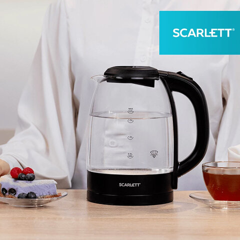 Чайник SCARLETT SC-EK27G11, 1,7 л, 2200 Вт, закрытый нагревательный элемент, стекло, черный - фото 15