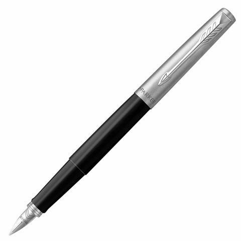 Ручка перьевая PARKER "Jotter Originals Black Chrome CT", корпус черный, детали из нержавеющей стали, синяя, 2096894 - фото 1