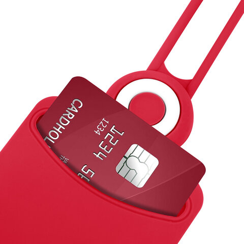 Бейдж вертикальный для пропуска и ID-карт, СИЛИКОНОВЫЙ, 85х54 мм, шнурок 42 см, красный, BRAUBERG, 238903 - фото 6