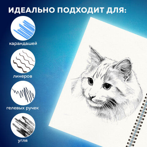Скетчбук, белая бумага 160 г/м2, 145х203 мм, 64 л., резинка, твердый, BRAUBERG ART CLASSIC "Ван Гог", 114590 - фото 12
